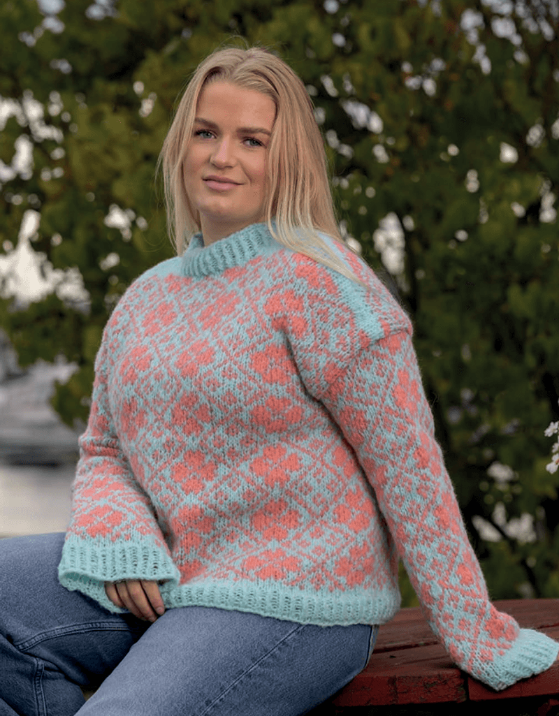 Rakel hjerte genser. Garnpakke.